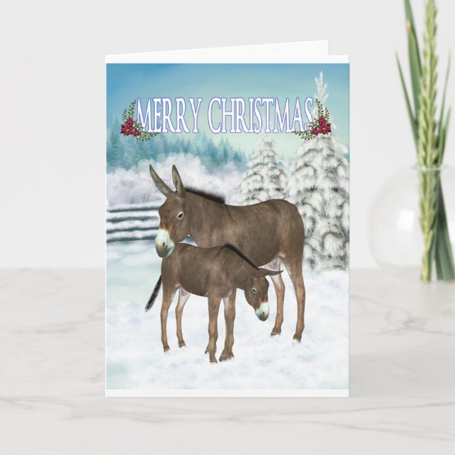Christmas Donkeys. christmas card Helgkort (Framsida)