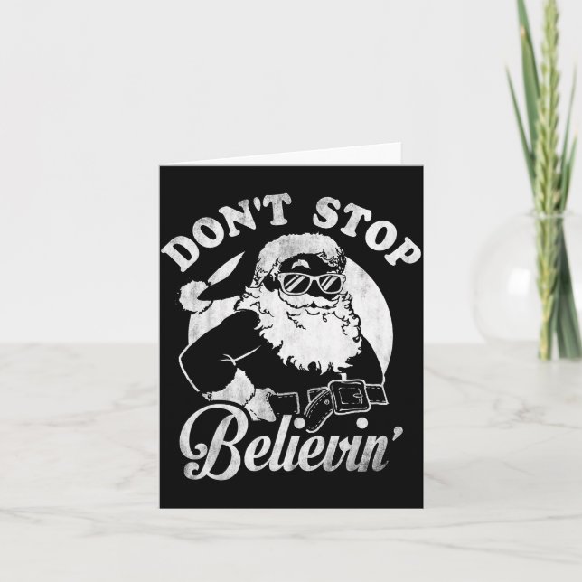 Christmas Don't Stop Believin' Santa Outline  Kort (Framsida)