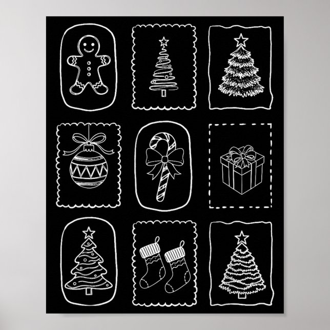 Christmas Doodle 2025 Coquette Bow Xmas Tree Ornam Poster (Framsidan)