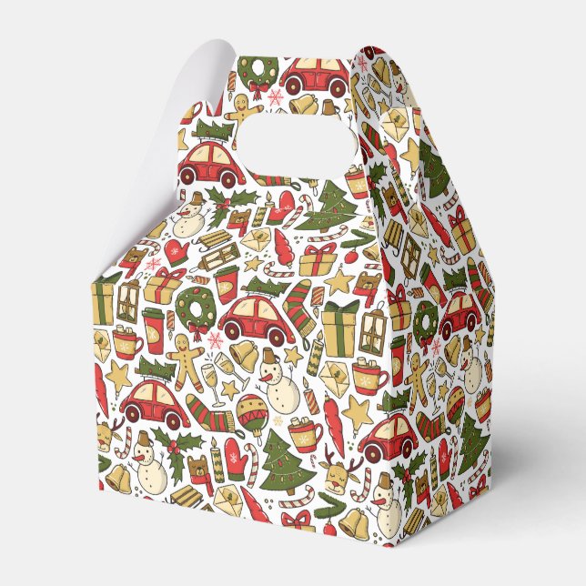 Christmas Doodle Pattern Favor Box Presentaskar (Framsidan Sidan)