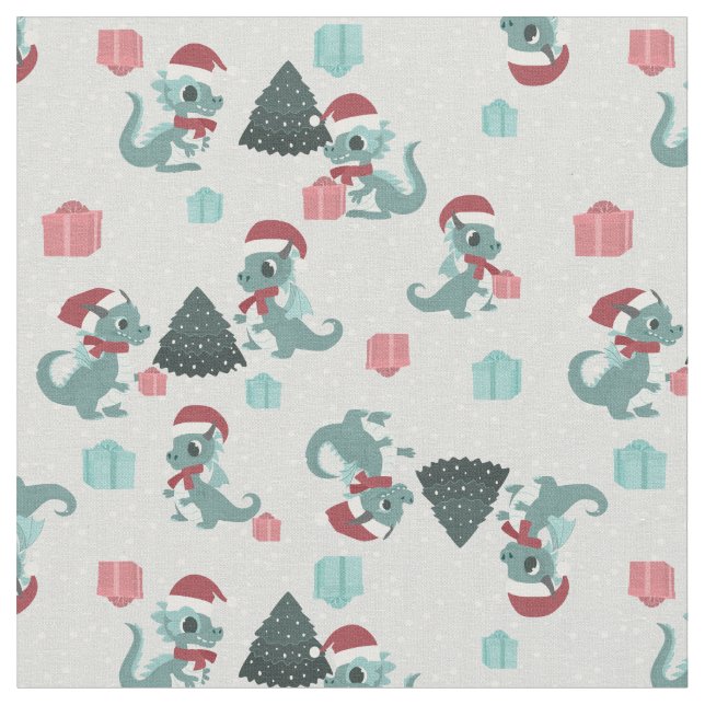 christmas dragon santa winter snow cute xmas tyg (Närbild)