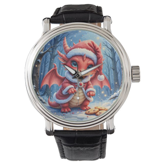 Christmas dragon, too cute to arrest,  armbandsur (Framsida)