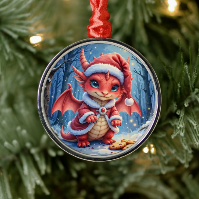 Christmas dragon, too cute to arrest,  julgransprydnad metall (Träd)