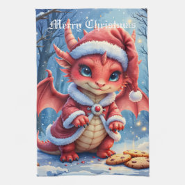 Christmas dragon, too cute to arrest,  kökshandduk
