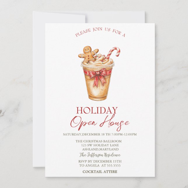 Christmas Drink Gingerbread Holiday Open House  Inbjudningar (Framsida)