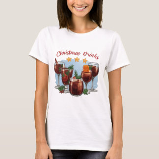 Christmas Drinks Watercolor Print | Festive Mulled T Shirt
