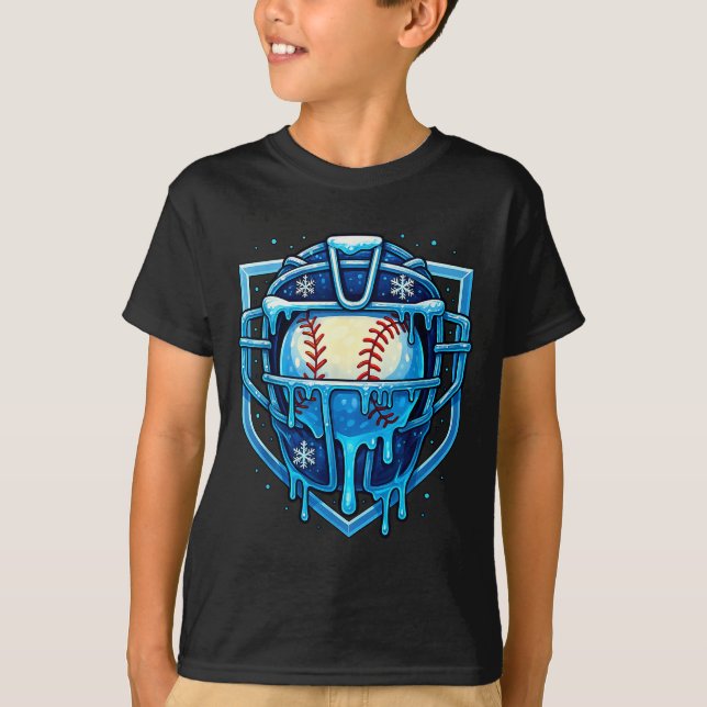 Christmas Drip Baseball Catcher Mask Ice Cream Dri T Shirt (Framsida)