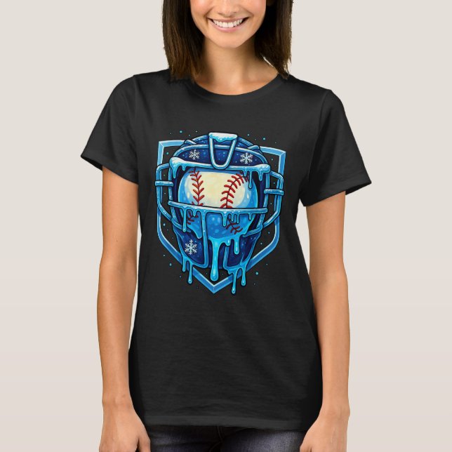 Christmas Drip Baseball Catcher Mask Ice Cream Dri T Shirt (Framsida)