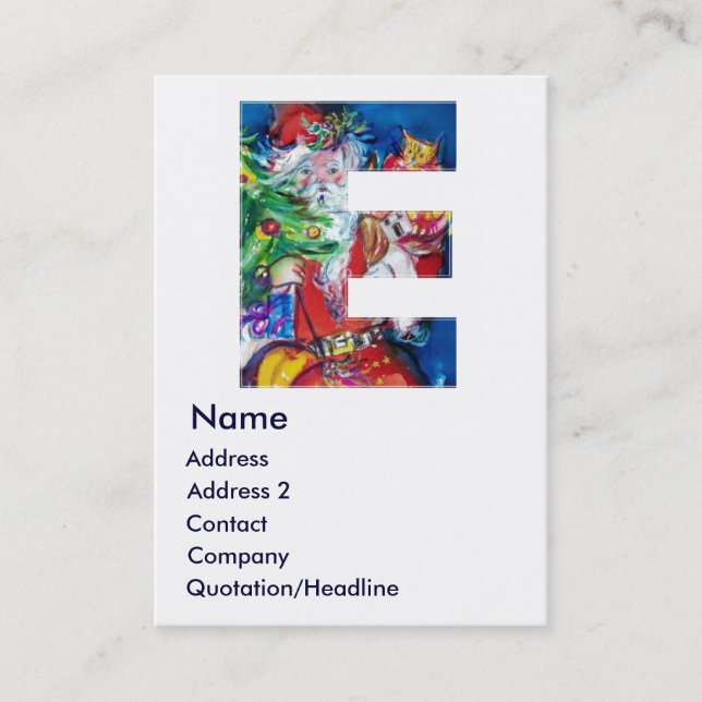 CHRISTMAS E BREV / SANTA MED JULGRAN VISITKORT (Framsida)