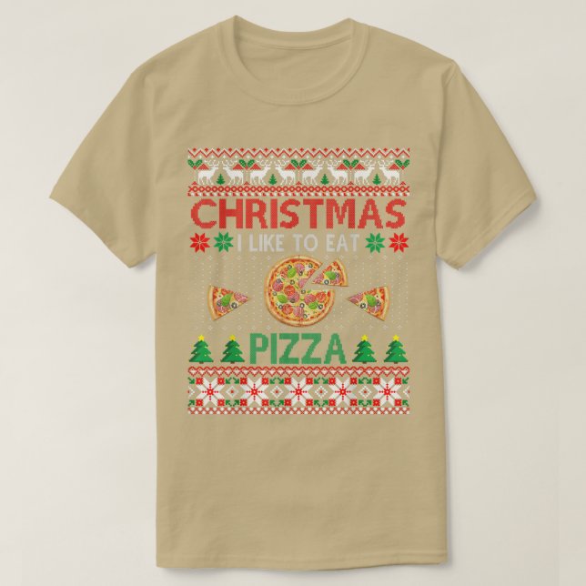Christmas Eat Pizza Fast Food Lover Ugly Xmas Swea T Shirt (Design framsida)