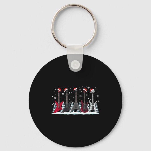 Christmas Electric Guitars Metalhead Guitarist Xma Nyckelring (Framsida)