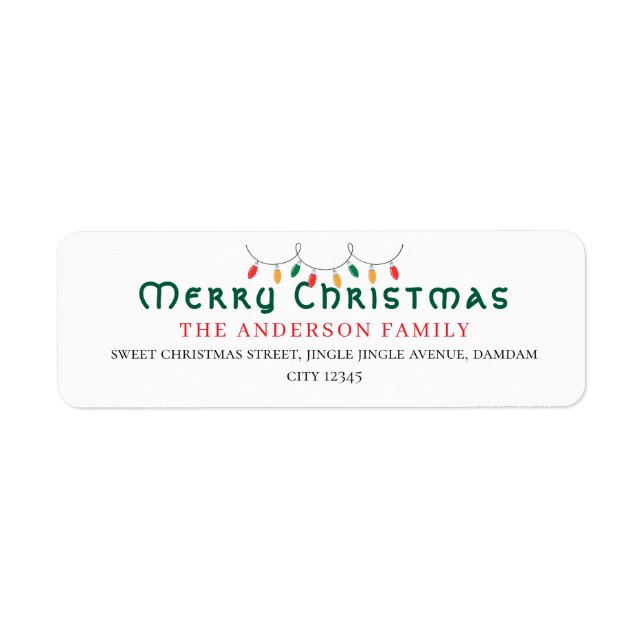 Christmas Elegant Simple Return Address Returadress Etikett (Framsidan)