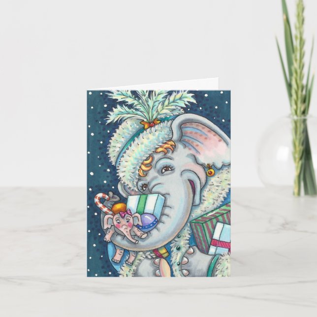 CHRISTMAS ELEPHANT, TRUNKFUL OF GIFTS & BRA CHEER HELGKORT (Framsida)