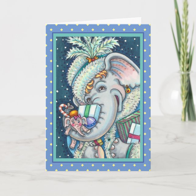CHRISTMAS ELEPHANT, TRUNKFUL OF GIFTS & BRA CHEER HELGKORT (Framsida)