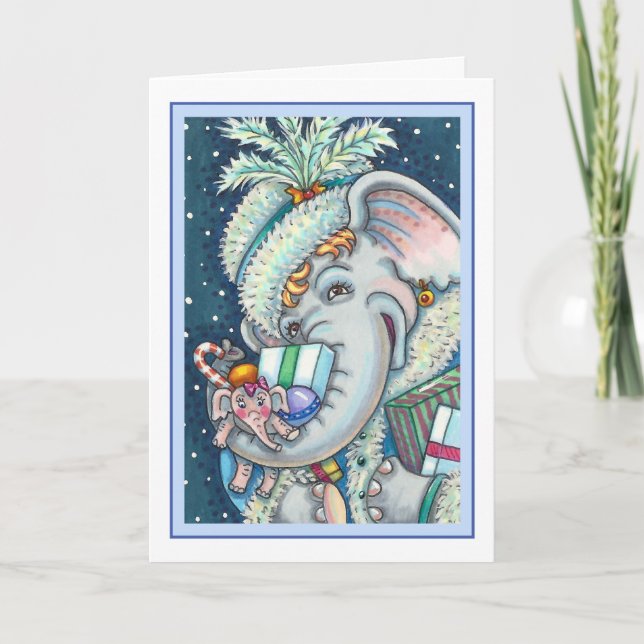 CHRISTMAS ELEPHANT, TRUNKFUL OF GIFTS & BRA CHEER HELGKORT (Framsida)