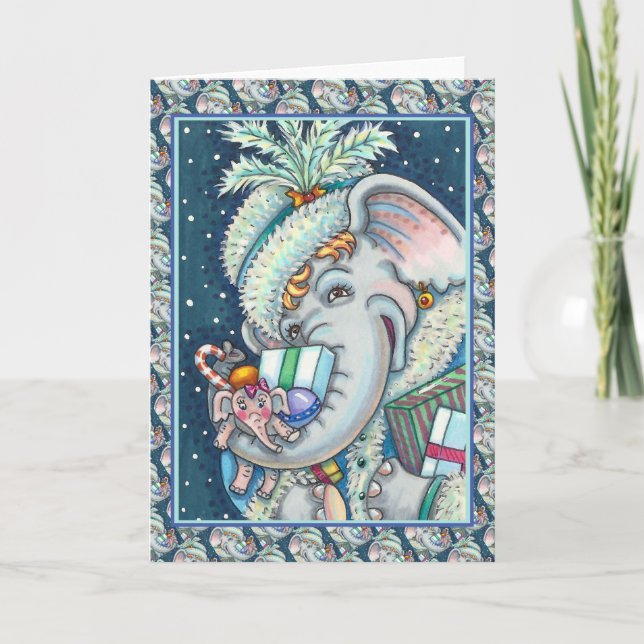 CHRISTMAS ELEPHANT, TRUNKFUL OF GIFTS & BRA CHEER HELGKORT (Framsida)