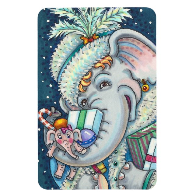 CHRISTMAS ELEPHANT, TRUNKFUL OF GIFTS & BRA CHEER MAGNET (Vertikal)
