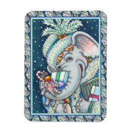 CHRISTMAS ELEPHANT, TRUNKFUL OF GIFTS & BRA CHEER MAGNET