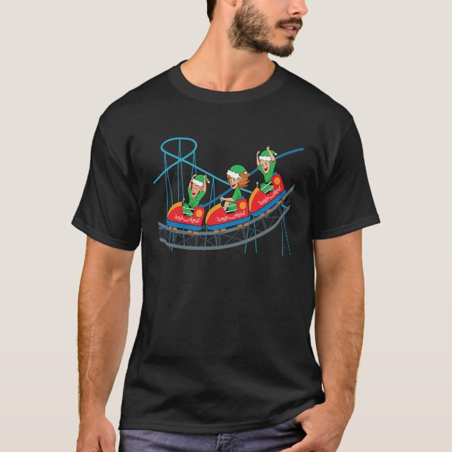 Christmas Elf  Amusement Theme Park Roller Coaster T Shirt (Framsida)