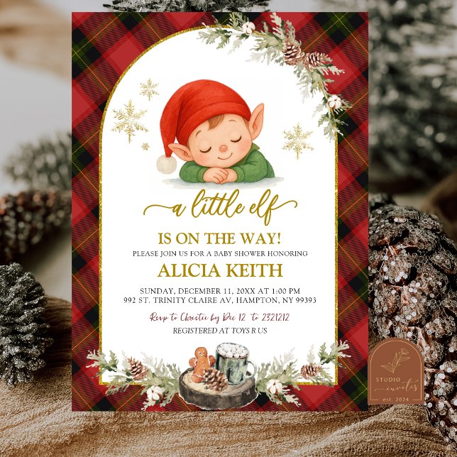 Christmas Elf Boy Baby Shower Invitation Inbjudningar (Skapare uppladdad)