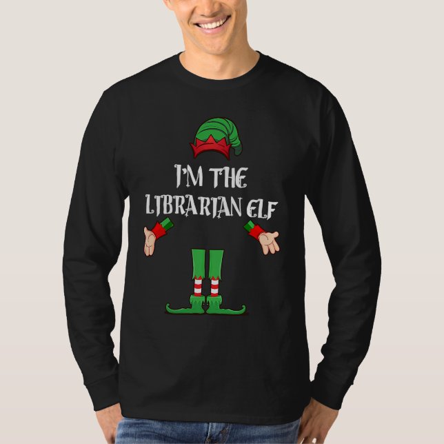 Christmas Elf  I'm The Librarian Elf Xmas T Shirt (Framsida)