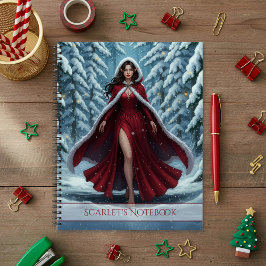 Christmas Elf in Red in Snowy Winter Forest