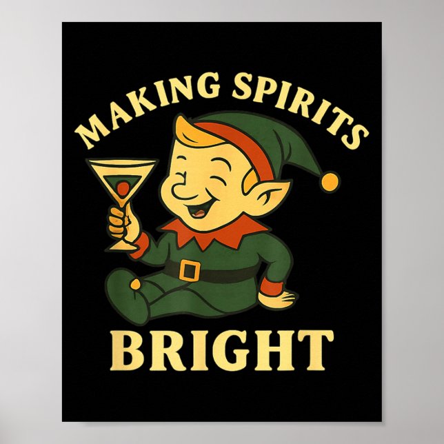 Christmas Elf Martini Funny Alcohol Saying Srits B Poster (Framsidan)