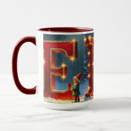 Christmas ELF Mug – Glitter Letters & Kids Holiday Mugg
