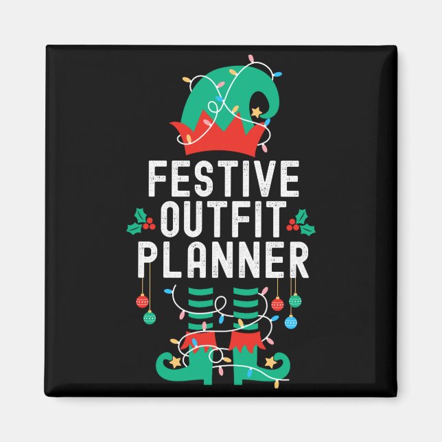 Christmas Elf Office Team Party Family Matching _1 Magnet (Framsidan)