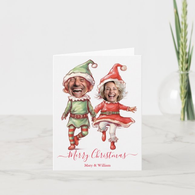 Christmas elves couple helgkort (Framsida)