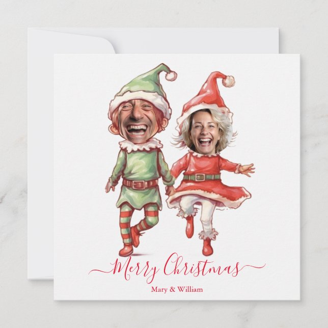Christmas elves couple julkort (Framsida)