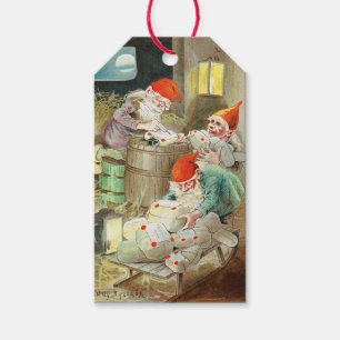 CHRISTMAS ELVES IN WORKSHOP GIFT MÄRKRE PRESENTETIKETT