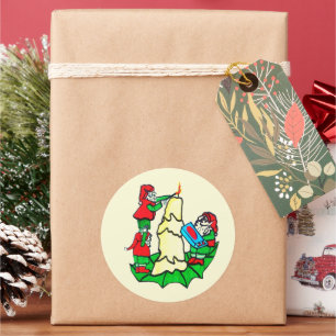 CHRISTMAS ELVES RUNT KLISTERMÄRKE