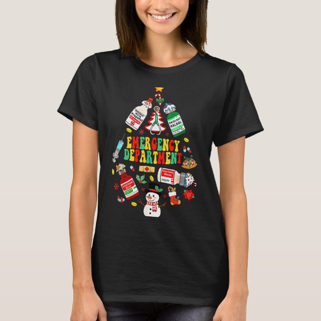 Christmas Emergency Room Er Rn Nurse Department He T Shirt (Framsida)