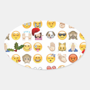 christmas emojis ovalt klistermärke