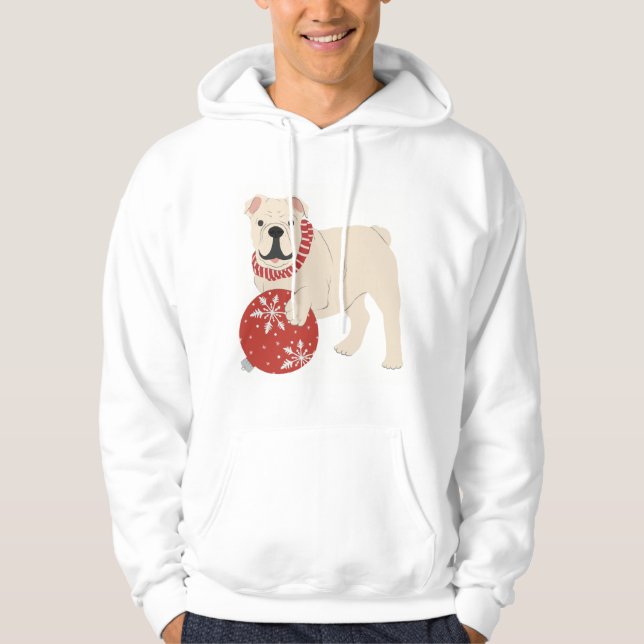Christmas English Bulldog  Hoodie (Framsida)