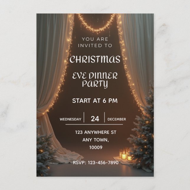 Christmas Eve dinner party invitation template Inbjudningar (Framsida)