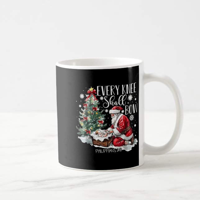 Christmas Every Knee Shall Bow Santa Nativity Scen Kaffemugg (Höger)