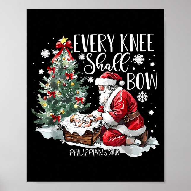 Christmas Every Knee Shall Bow Santa Nativity Scen Poster (Framsidan)