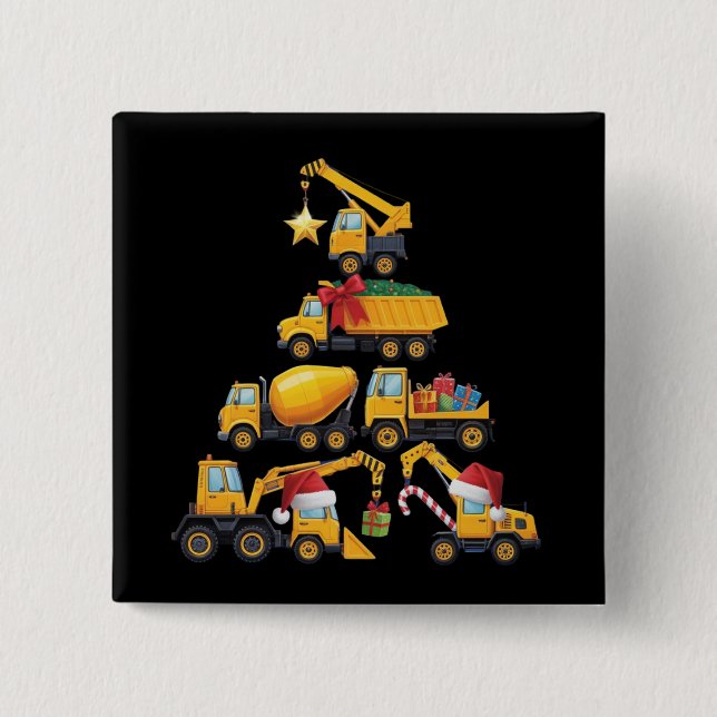Christmas Excavator Construction Truck Tree Knapp (Framsida)
