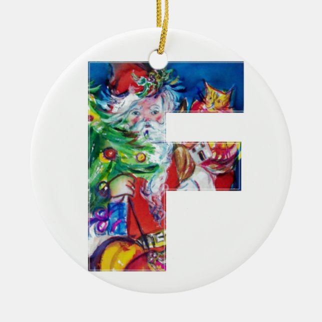CHRISTMAS F BREV / SANTA MED JULGRAN JULGRANSPRYDNAD KERAMIK (Framsidan)