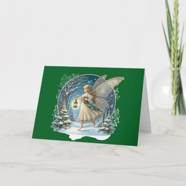 Christmas Fairy Brings Holiday Greeting Card Helgkort (Framsida)