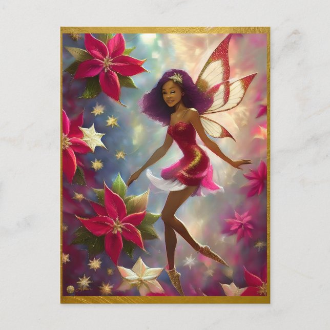 Christmas Fairy Collection Plum Tint Naturligt Hår Vykort (Framsida)