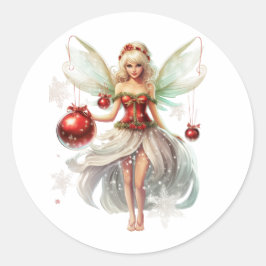 Christmas fairy Ornament Runt Klistermärke
