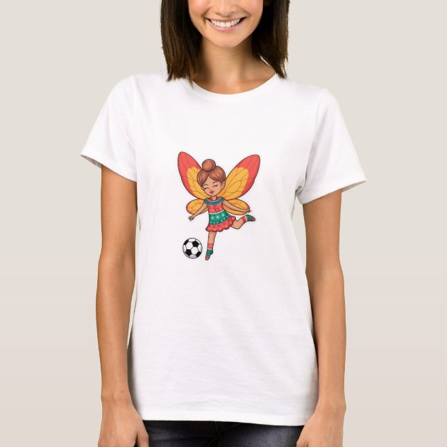 Christmas Fairy Playing Soccer T Shirt (Framsida)
