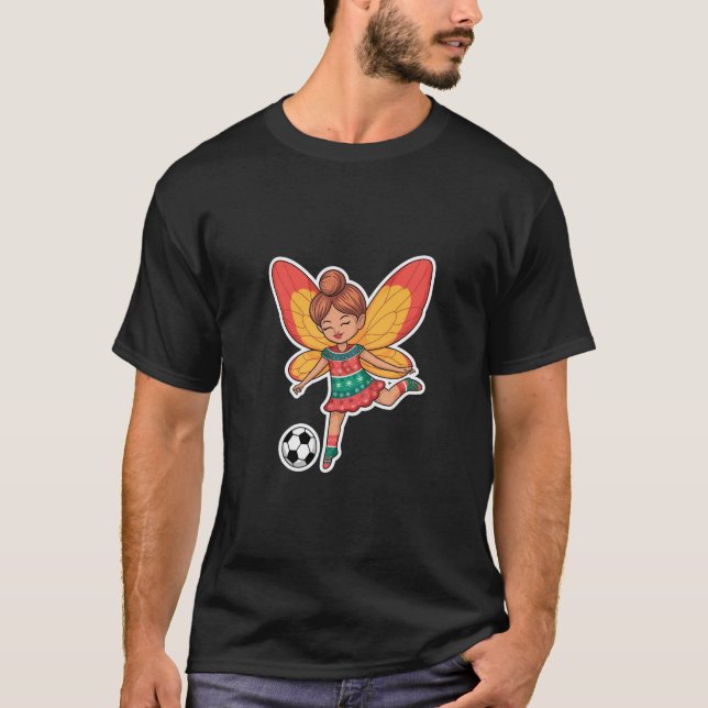 Christmas Fairy Playing Soccer T Shirt (Framsida)