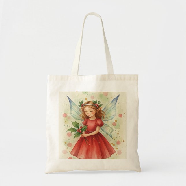 Christmas Fairy Watercolor Art Tygkasse (Framsidan)