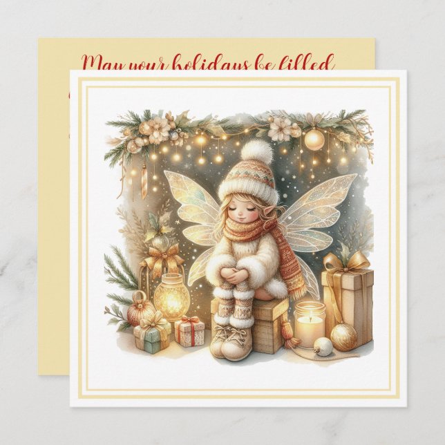 Christmas Fairy – Whimsical Winter Holiday Card (Fram/baksida)