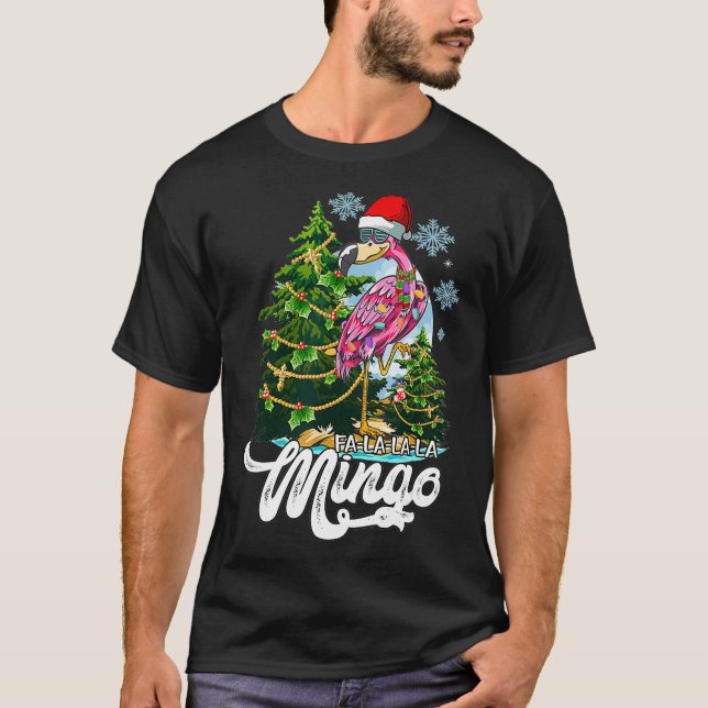 Christmas FaLaLa Mingo Flamingo With Cute Christma T Shirt (Framsida)