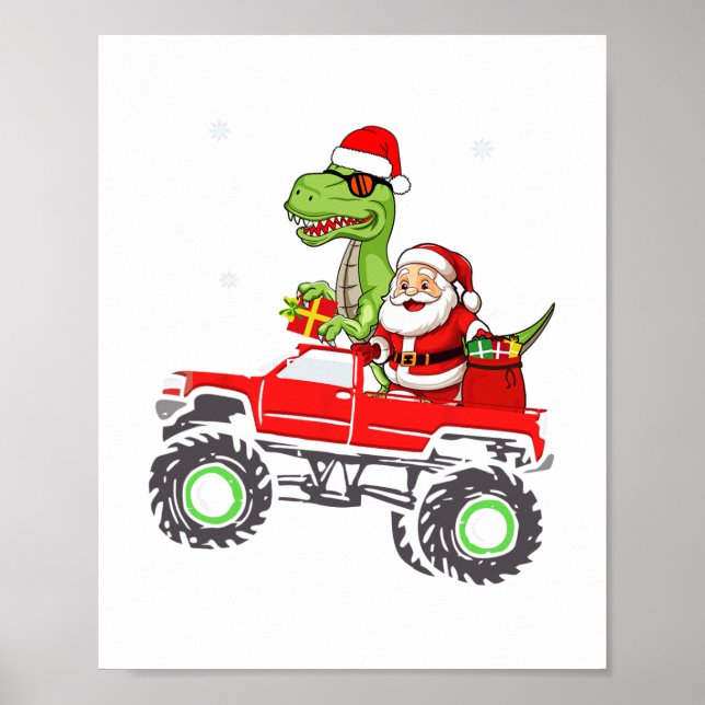 Christmas-familjen som matchar Santa lastbil dinos Poster (Framsidan)